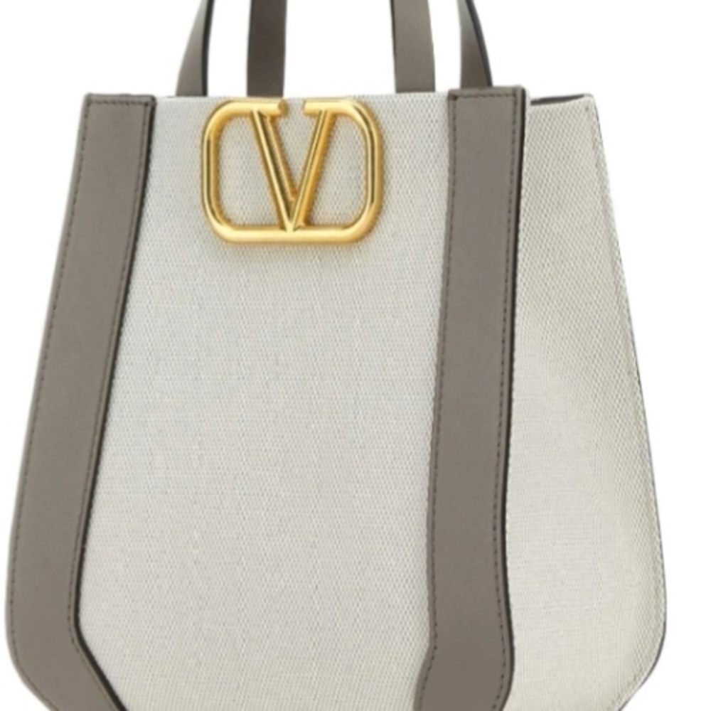 Valentino Women's Gray and Cream Tote Bag